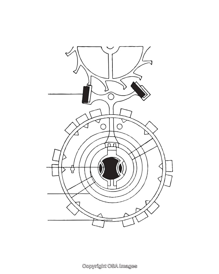 Detailed Diagram of a Mechanical Gear Mechanism in Black and White
