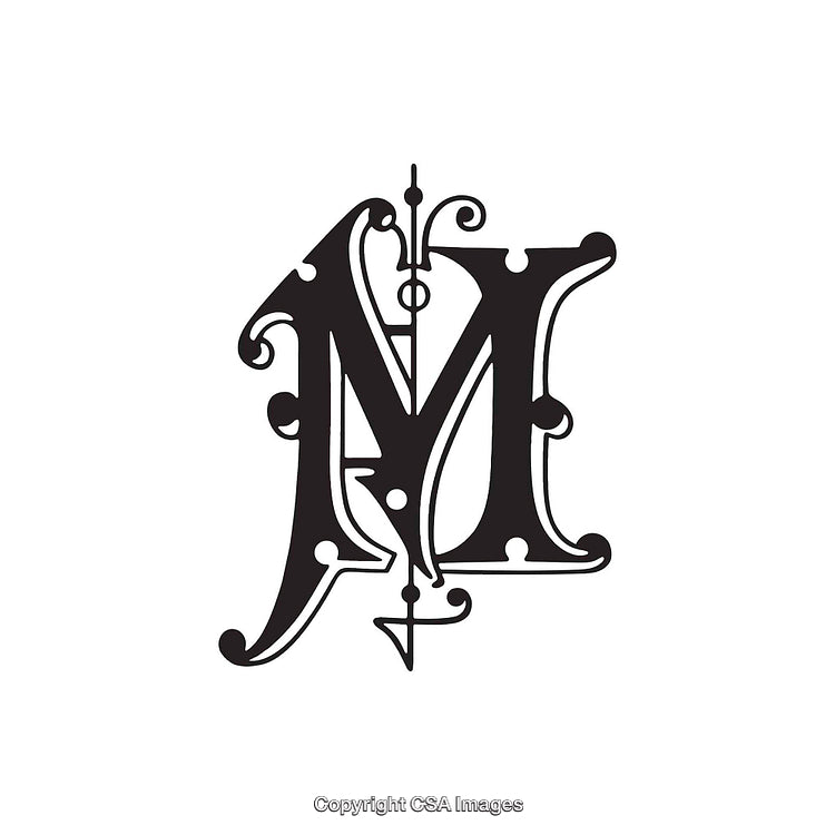 Elegant Decorative Letter M Typography Design in Ornate Style