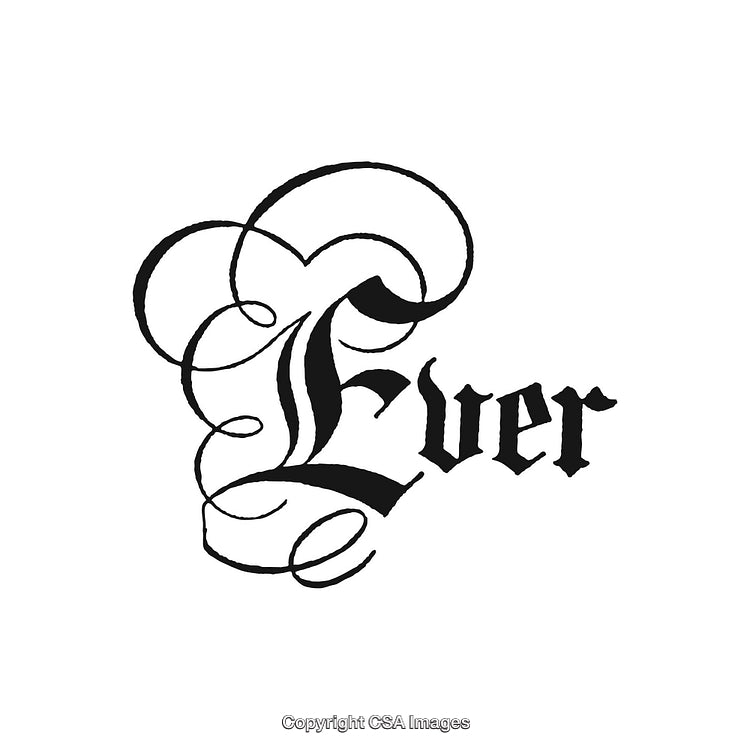 Elegant Calligraphy Design Featuring the Word 'Ever' in a Vintage Style