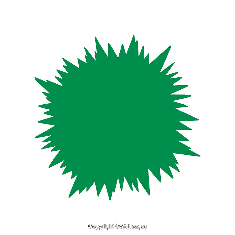 Green Spiky Abstract Shape on a White Background