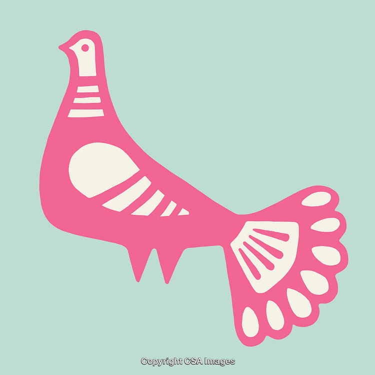 Vibrant Pink Bird Illustration with Simplistic Graphic Design