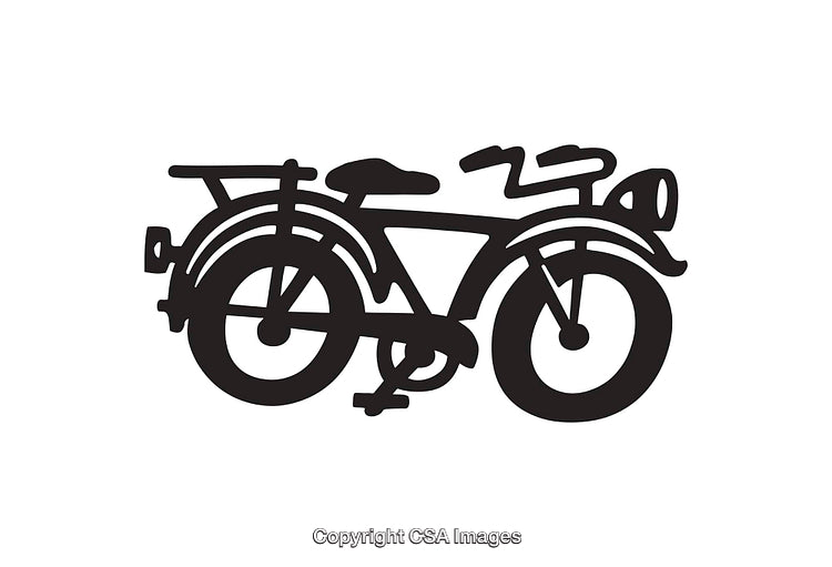 Stylized Black and White Line Art Illustration of a Vintage Bicycle