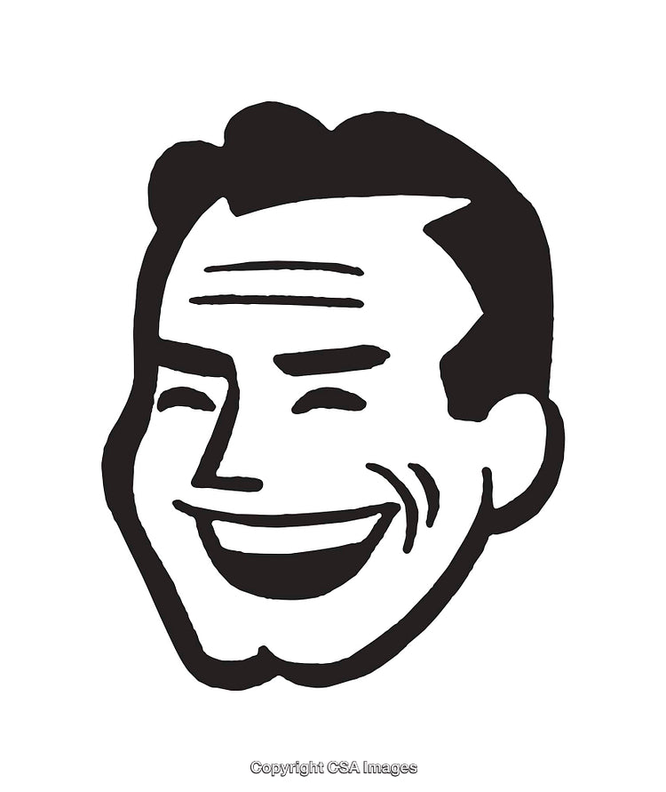 Retro Style Black and White Smiling Face Illustration