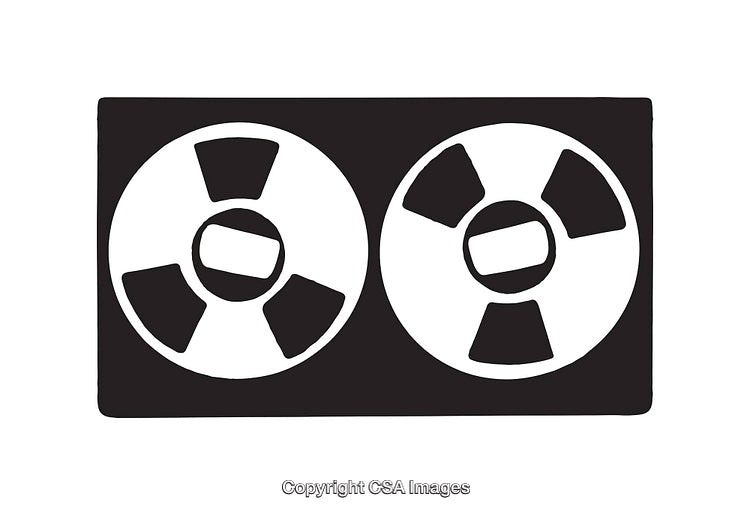 Black and White Icon of Reel-to-Reel Audio Tape Machine