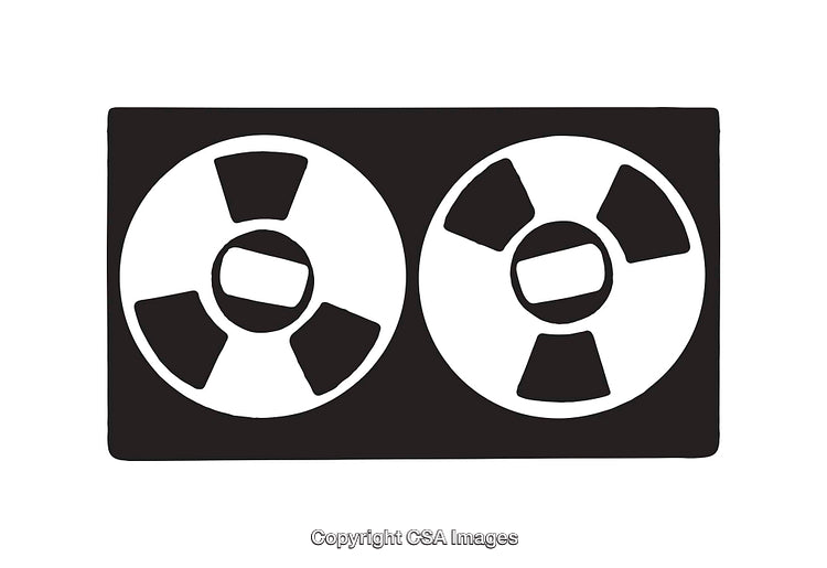 Black and White Icon of Reel-to-Reel Audio Tape Machine