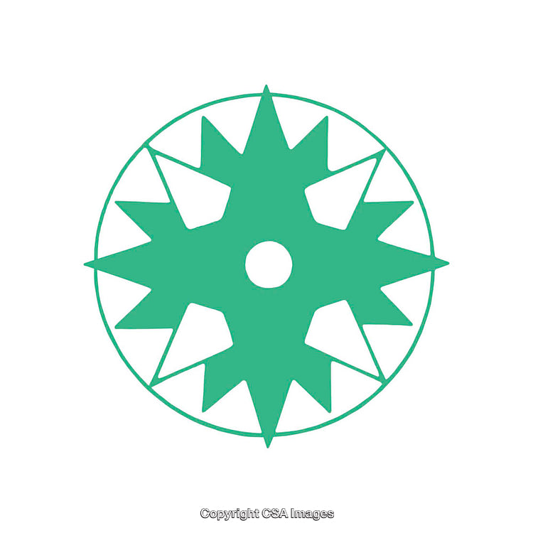 Bold Teal Star-Shaped Symbol with Circular Accent Design