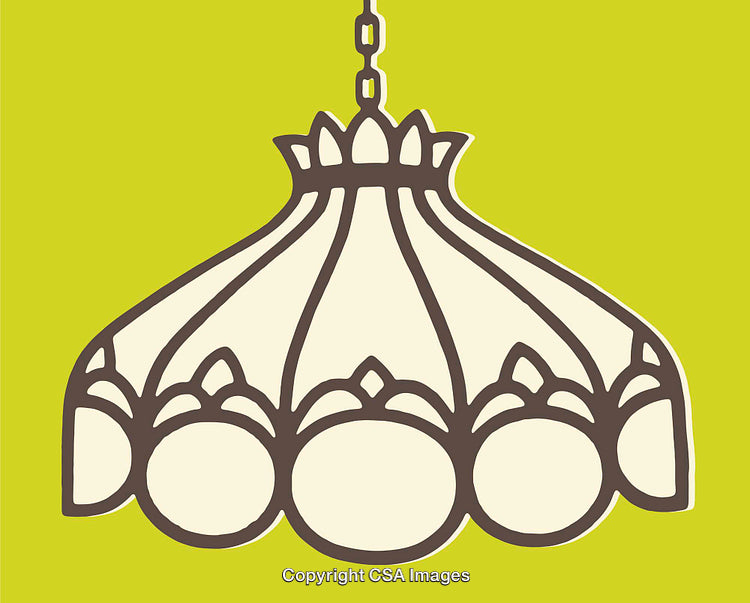 Stylized Line Art of a Decorative Hanging Lamp on Vibrant Background