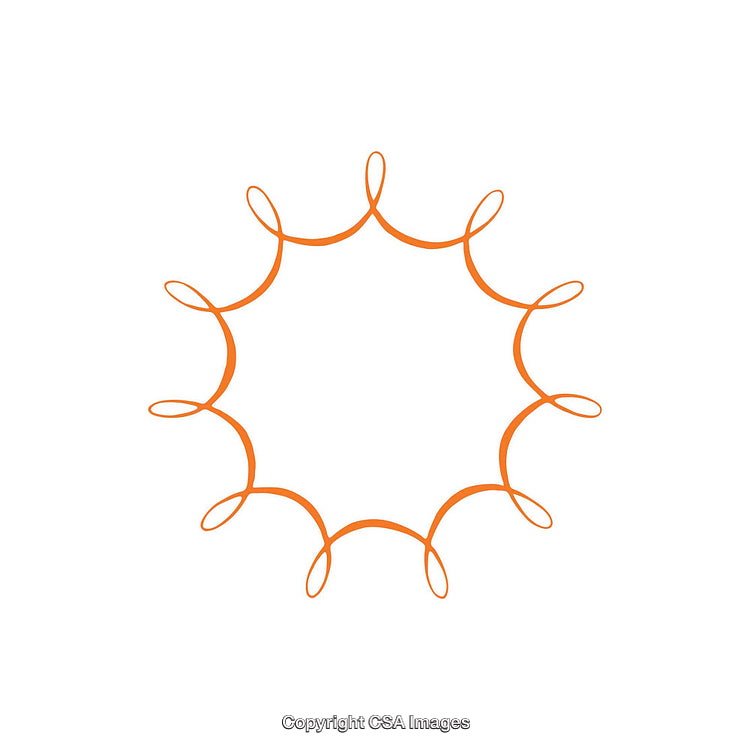 Minimal Orange Circular Design with Artistic Looping Elements on White Background