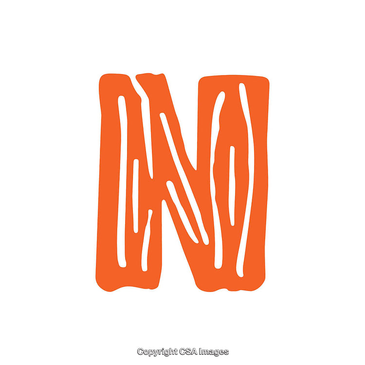 Creative Artistic Orange Letter N With Textured Design