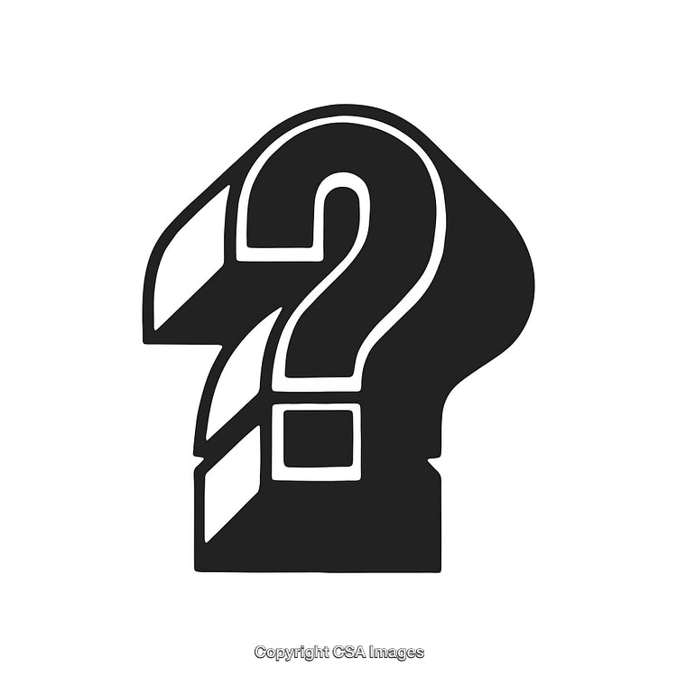 Bold Question Mark Symbol in Black and White Illustration