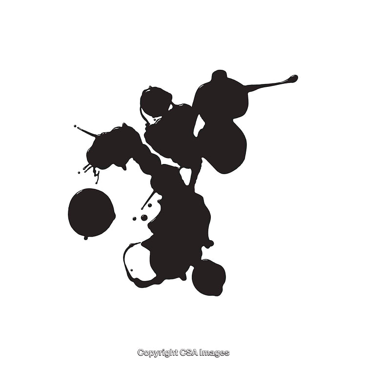 Abstract Black Ink Splash on White Background Art Illustration