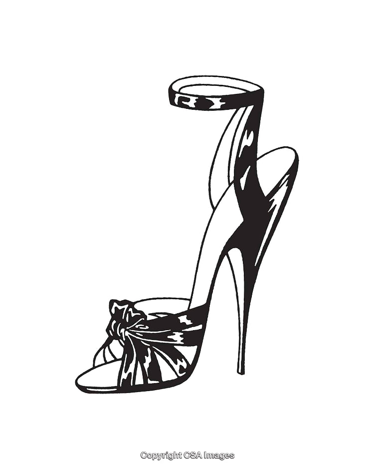 Black And White High Heel Shoe Line Art Illustration For Design Projects