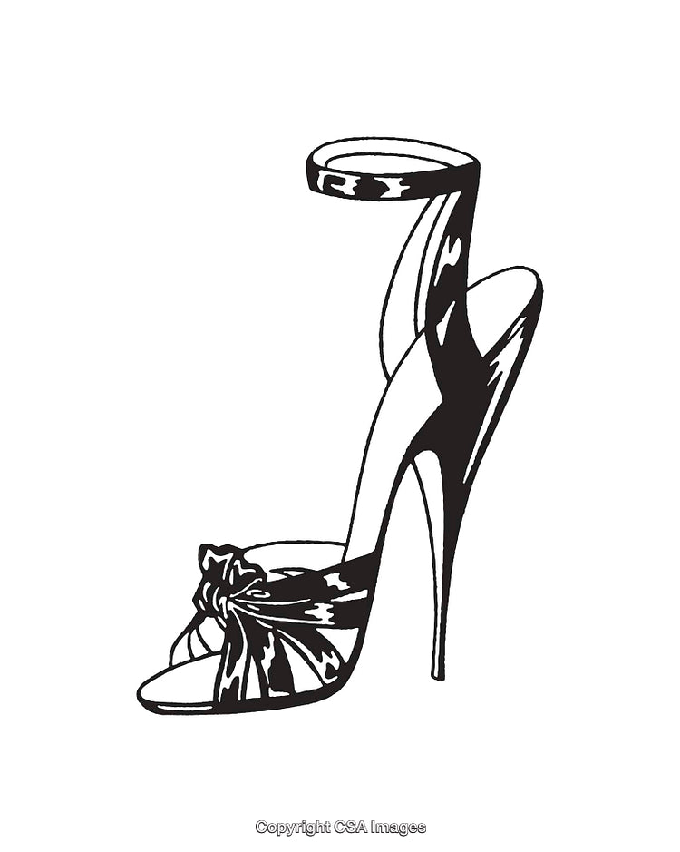 Black And White High Heel Shoe Line Art Illustration For Design Projects