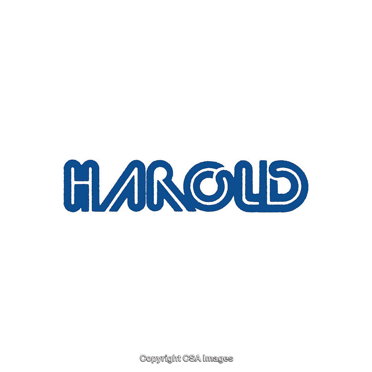 Bold Blue Harold Logo in Artistic Typographic Style on White Background