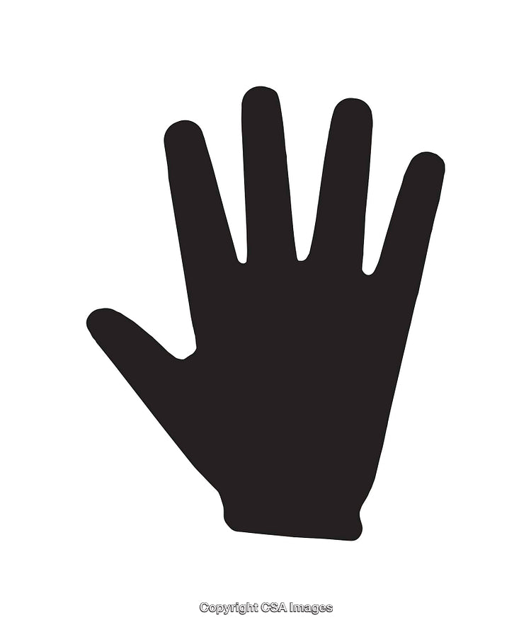 Black Silhouette of a Hand on a White Background