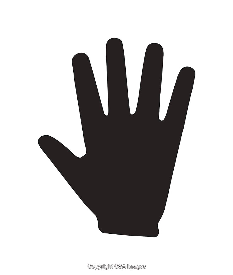Black Silhouette of a Hand on a White Background
