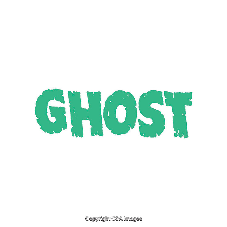 Stylized Word 'Ghost' in Green Against a White Background