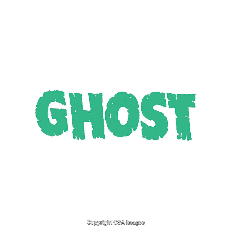 Stylized Word 'Ghost' in Green Against a White Background