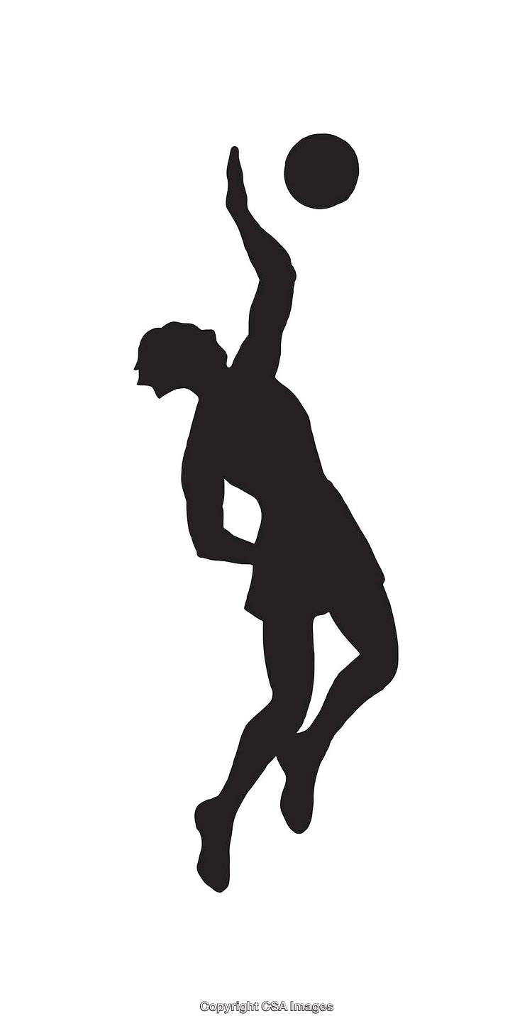Silhouette of an Athlete Jumping to Hit a Ball in Mid-Air