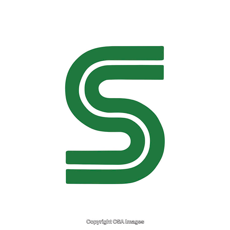 Green Stylized Letter S Design on White Background