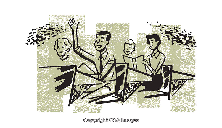 Abstract Illustration of Students Engaged in a Classroom Setting