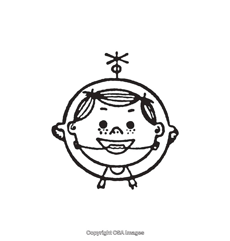 Black And White Line Art Illustration of a Smiling Cartoon Face