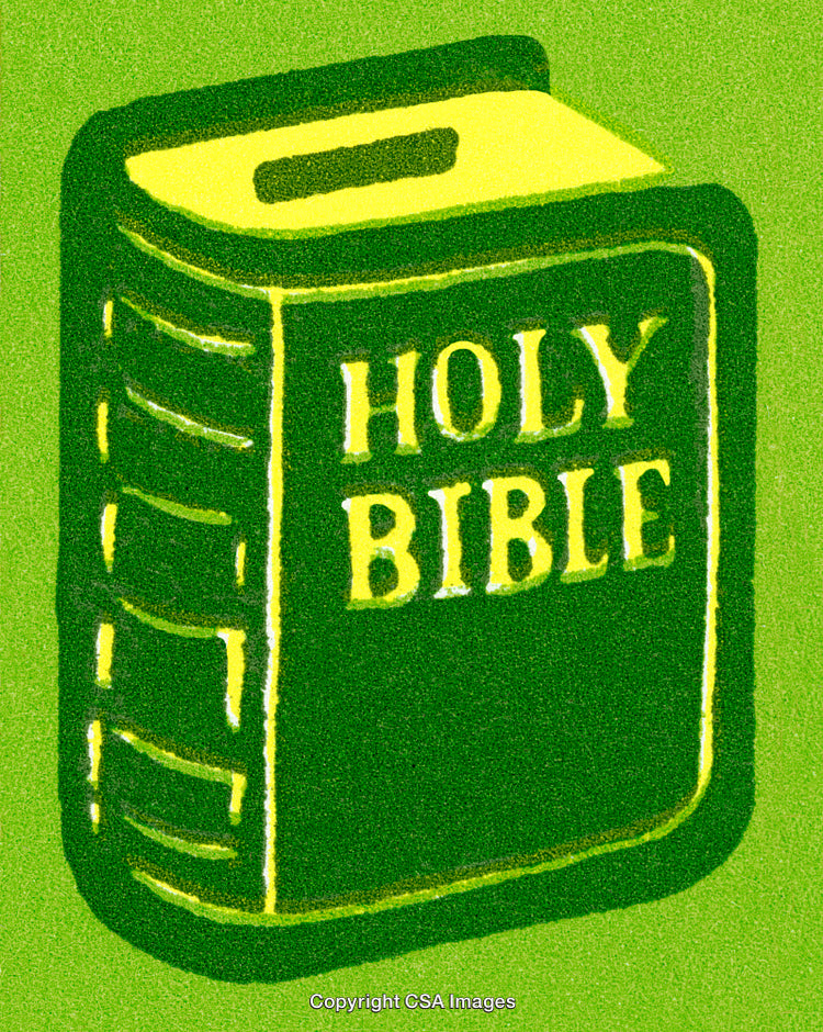 Colorful Illustration Of A Holy Bible With Bold Lettering On Green Background
