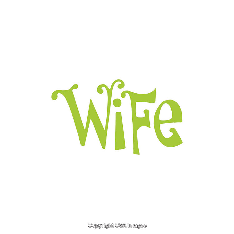 Whimsical Green Typography Artwork Featuring the Word 'Wife' on a White Background