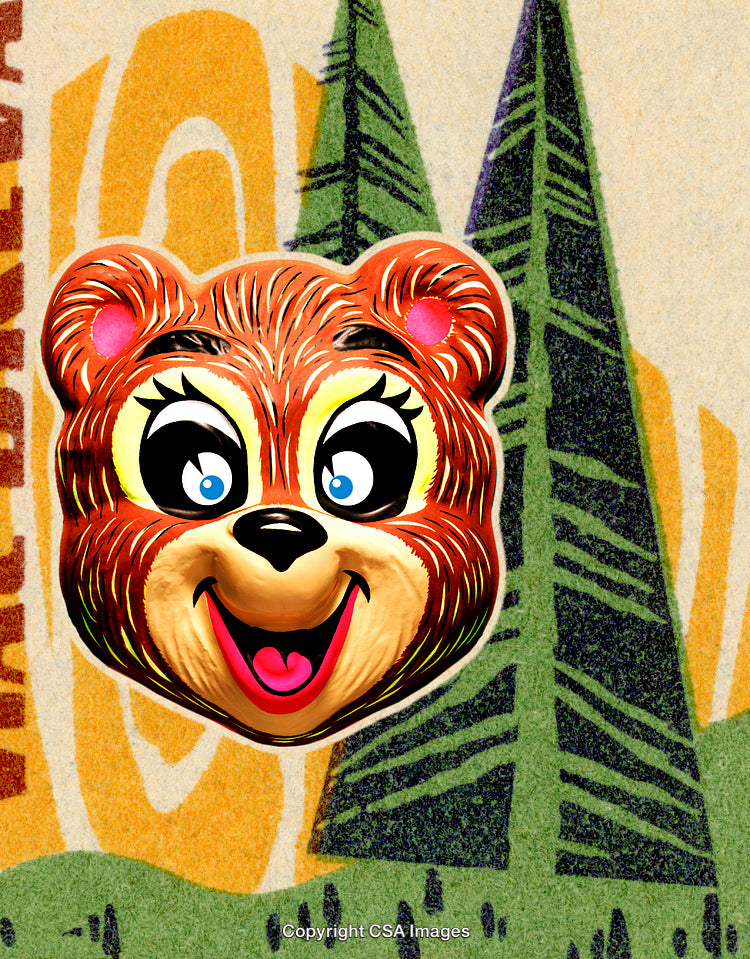 Vintage Bear Illustration with Bright Design and Retro Elements