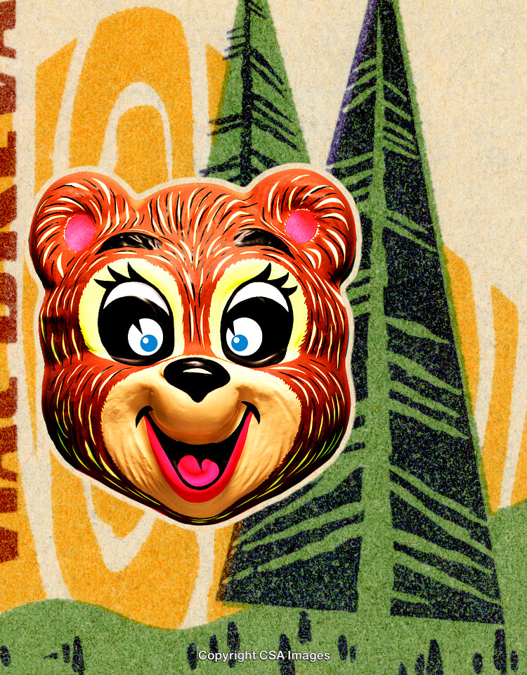 Vintage Bear Illustration with Bright Design and Retro Elements