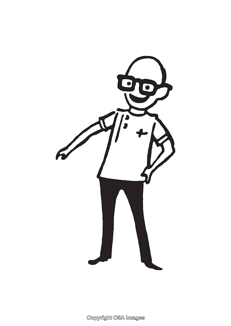 Playful Cartoon Character Illustration in Black and White Style