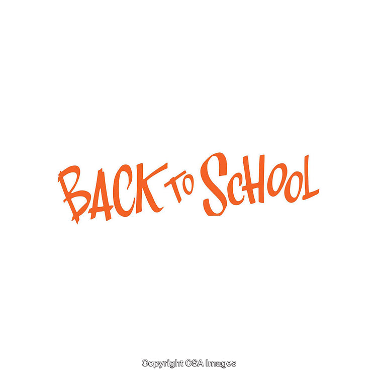 Orange Handwritten 'Back to School' on White Background