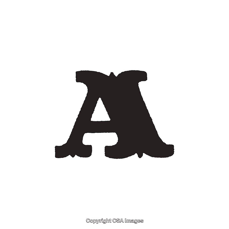 Bold Black Letter A With Ornamental Design on White Background