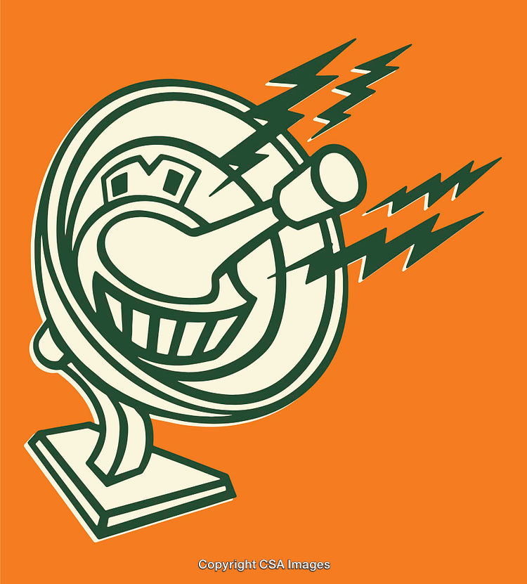 Retro Illustration of Satellite Antenna with Lightning Bolt Accents