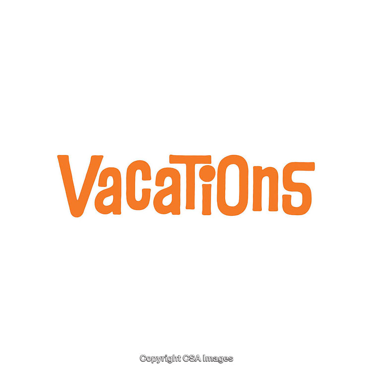Creative Orange Typography Reading 'Vacations' on White Background