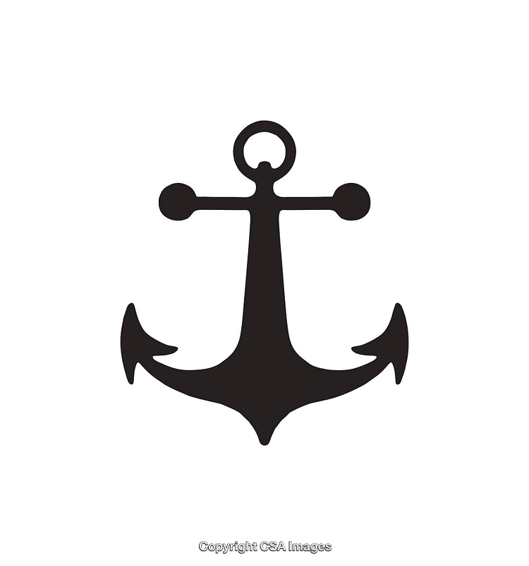 Minimalist Black Anchor Icon on White Background