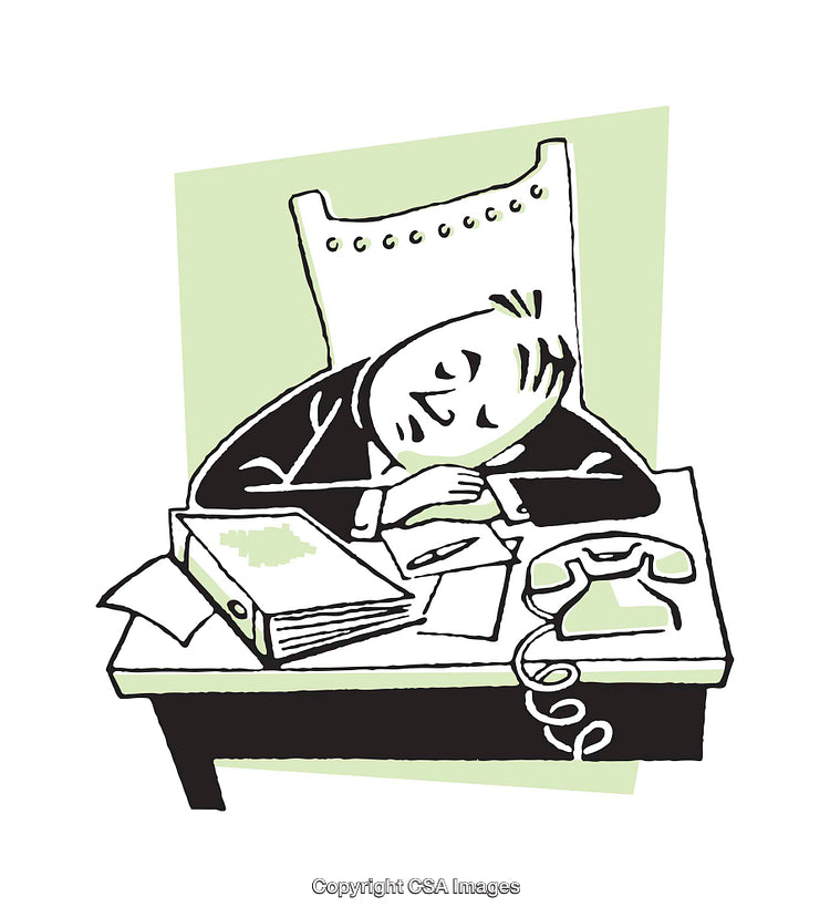 Illustration of a Businessperson Sleeping at Their Desk During Work