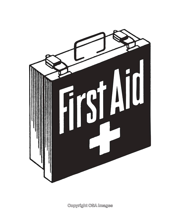 Black and White Line Art Depiction of a First Aid Kit