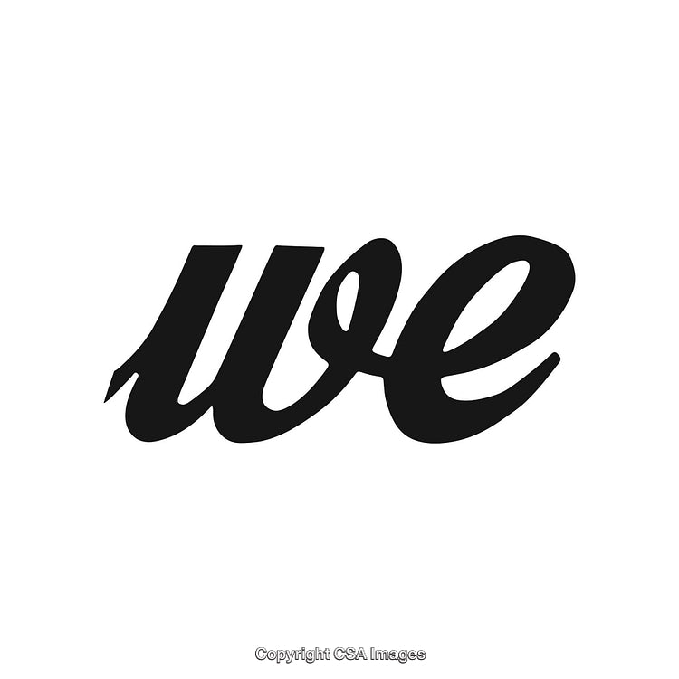 Elegant Handwritten Word 'We' in Stylish Typography Design