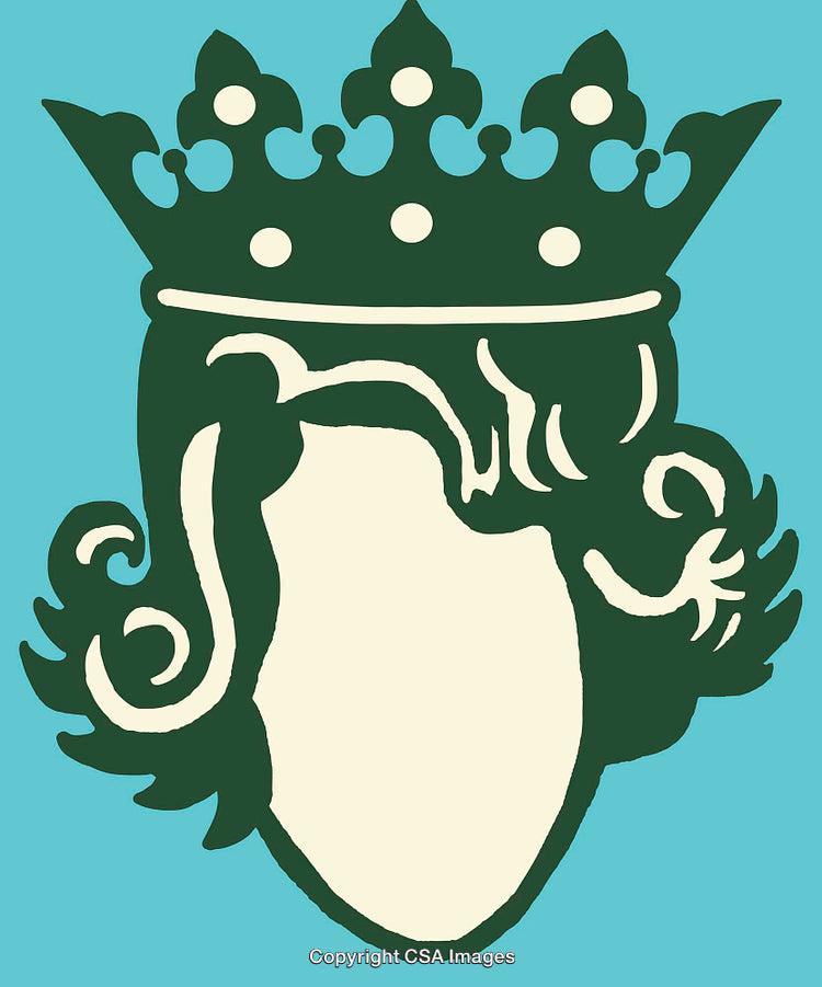 Royal Heraldic Shield with Crown in Elegant Color Line Art Design