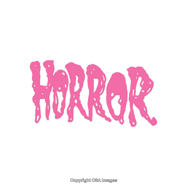 Pink Horror Text in Dripping Melt Style Isolated on White