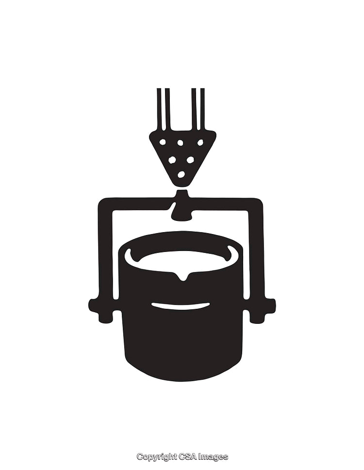 Black and White Icon of Industrial Pouring Equipment