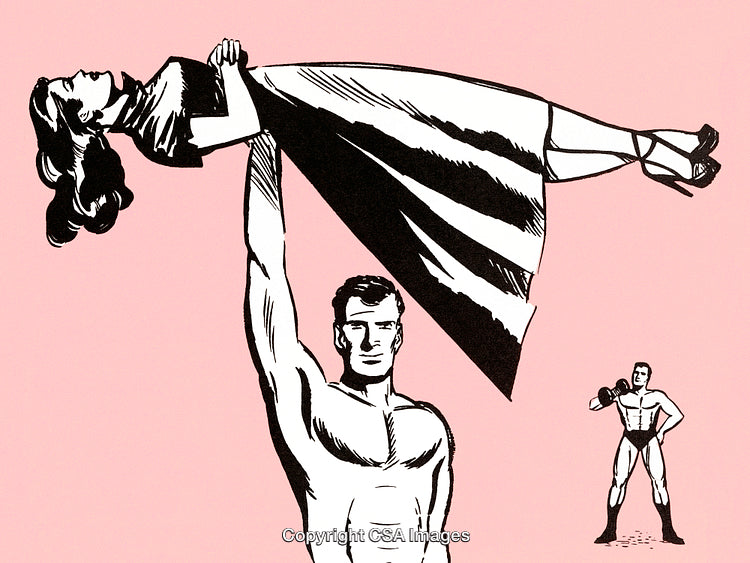 Illustration of Strongman Performing Feat of Strength With Stylized Artwork Design