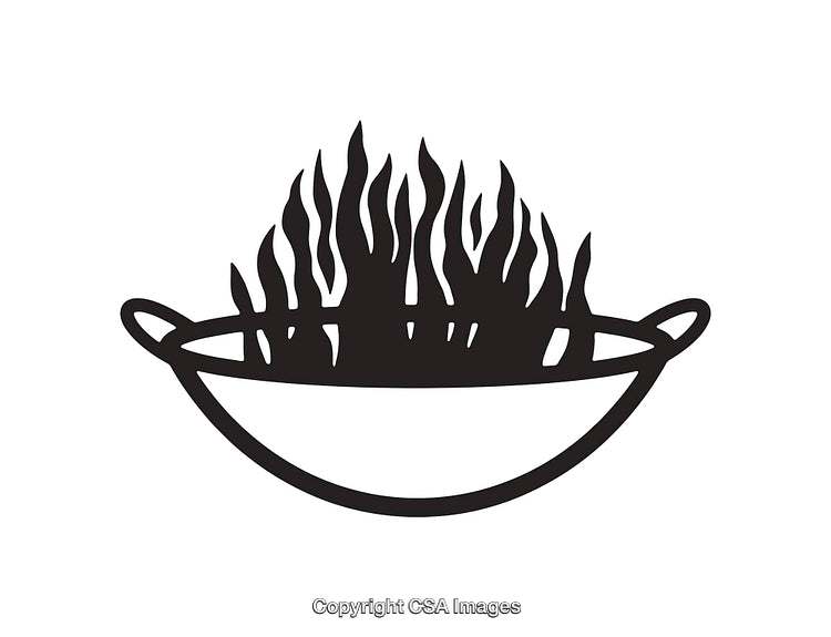 Stylized Black and White Line Art of a Smoking Bowl