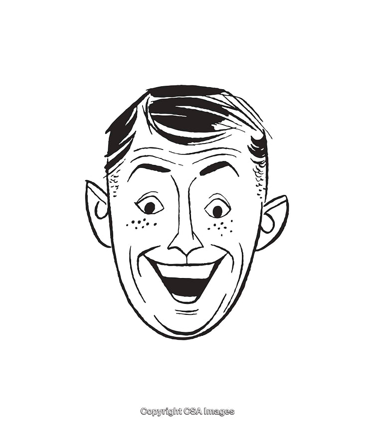 Black and White Illustration of a Smiling Face Illustration in Line Art Style