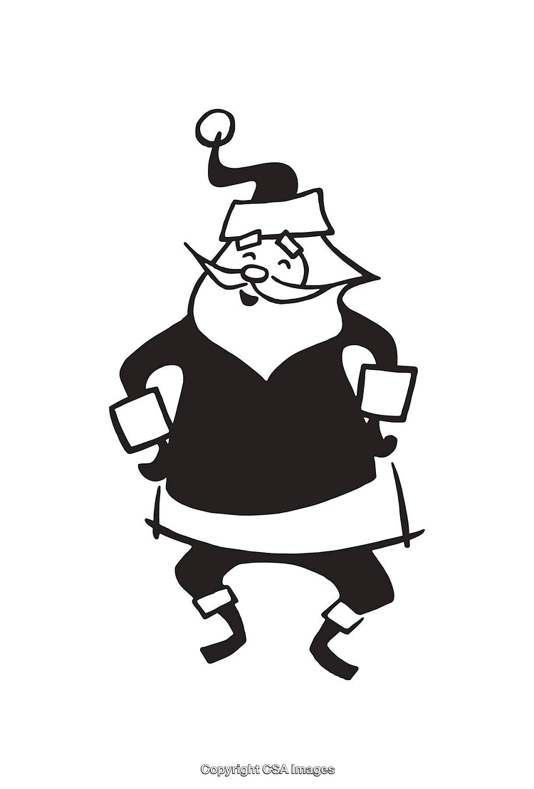 Black And White Santa Claus Line Illustration for Holiday Themes