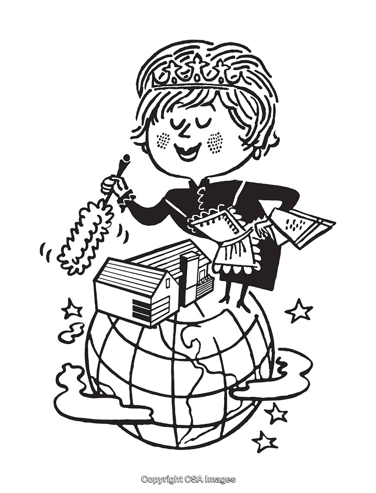 Creative Line Art Illustration Depicting a Whimsical Homemaking Theme