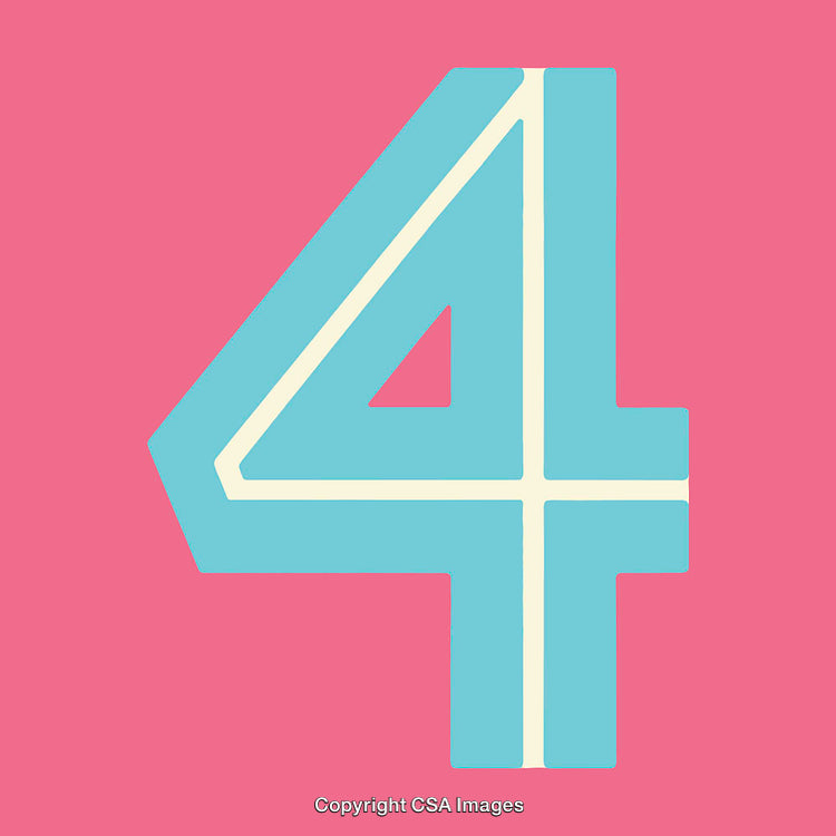 Stylized Number Four on a Vibrant Color Background