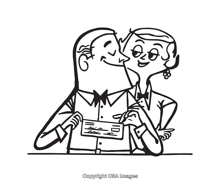 Playful Retro Line Art Couple Sharing a Sweet Moment Together
