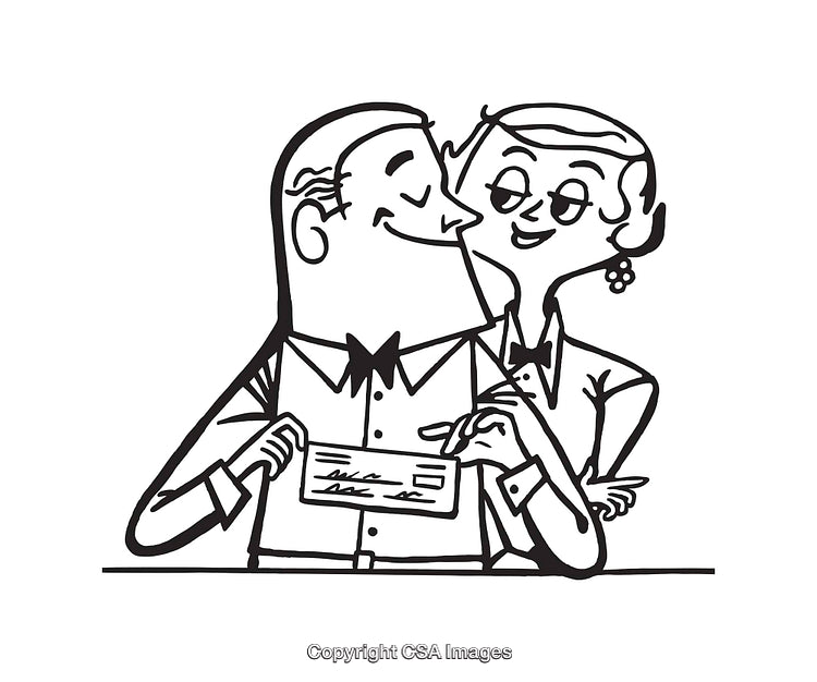 Playful Retro Line Art Couple Sharing a Sweet Moment Together